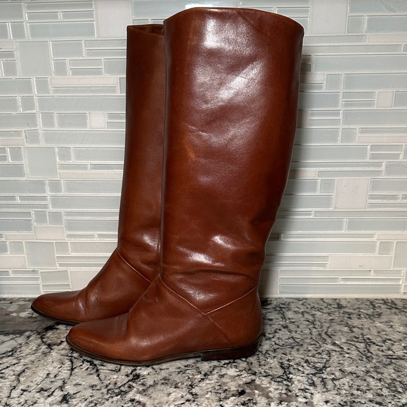 Annie Shoes - Annie Sport Brown Faux Leather Knee-High Riding Boots - 8B
